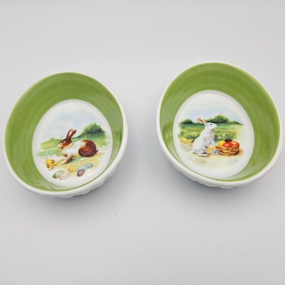 Williams Sonoma Vintage Bunny Ramekins Bowls Easter Egg Spring Set of 4 - Picture 4 of 8